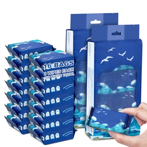 Image of 128 PCS Mini Travel Size Wet Wipes,Hand Wipes Travel Size for Adults,Kids | Small Unscented Hypoallergenic Wet Wipes Alcohol-Free for Sensitive Skin, Travel, Restaurants & Barbecue