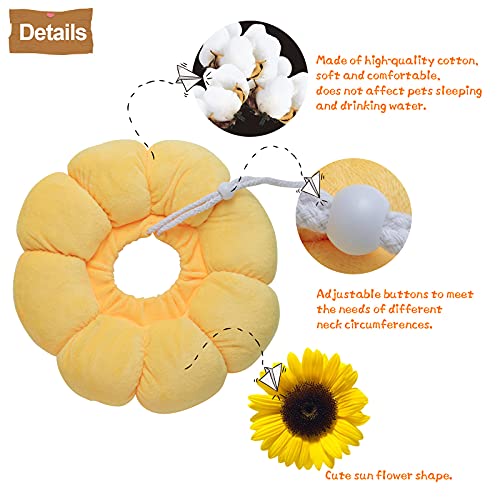 Image of NABO Pet Collar Cat Cone Adjustable Recovery Collar After Surgery Elizabeth Circle for Cats and Small Dogs, Sunflower Large Size