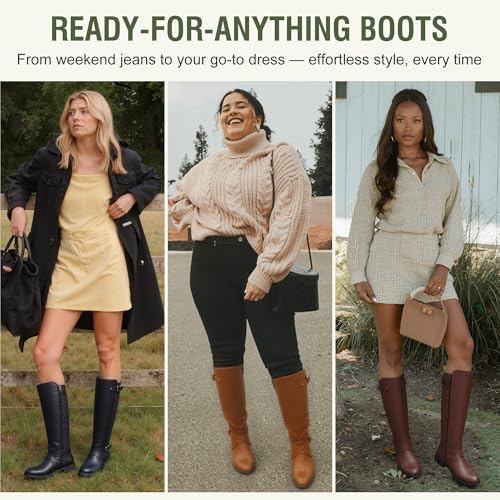 Image of Jeossy Women's 950 Knee High Riding Tall Boots, Comfortable with Metal Buckle and Zipper Boots with Wide Calf and Wide Widths