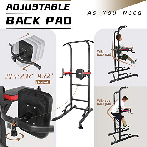 INTEY Power Tower Workout Dip Station Pull Up Bar for Home Gym Strength Training Fitness Equipment 2020 Newer Version
