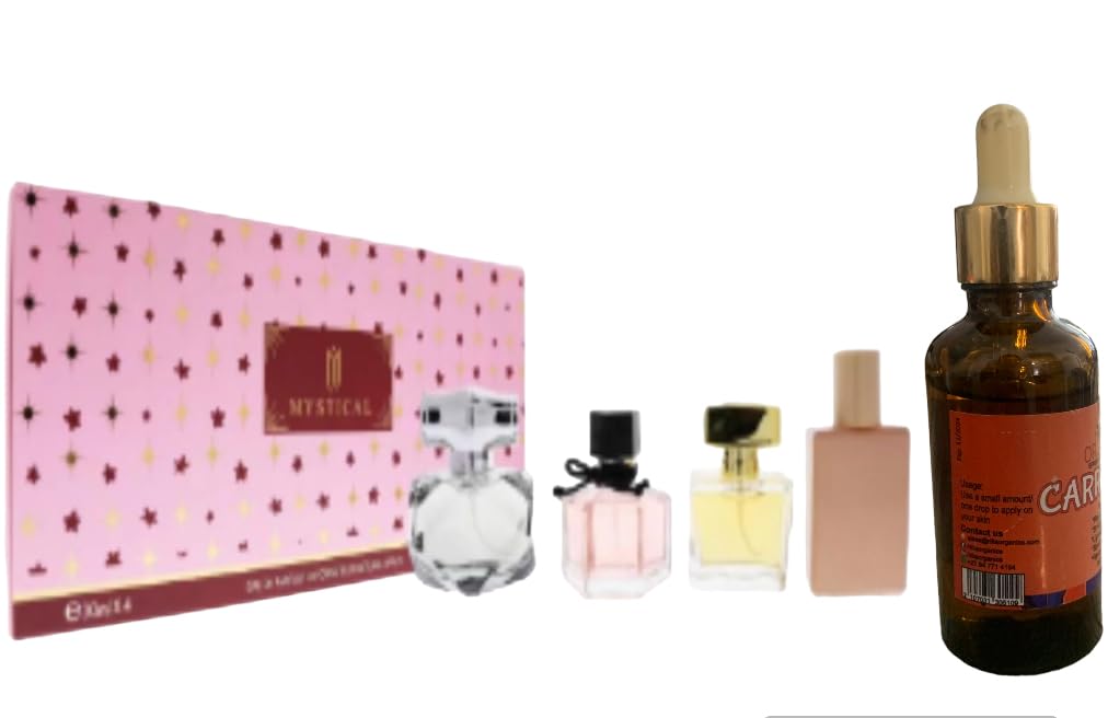 Mystical Pink Gift Perfume Set for Her - 30 ml x 4 & Carrot Oil