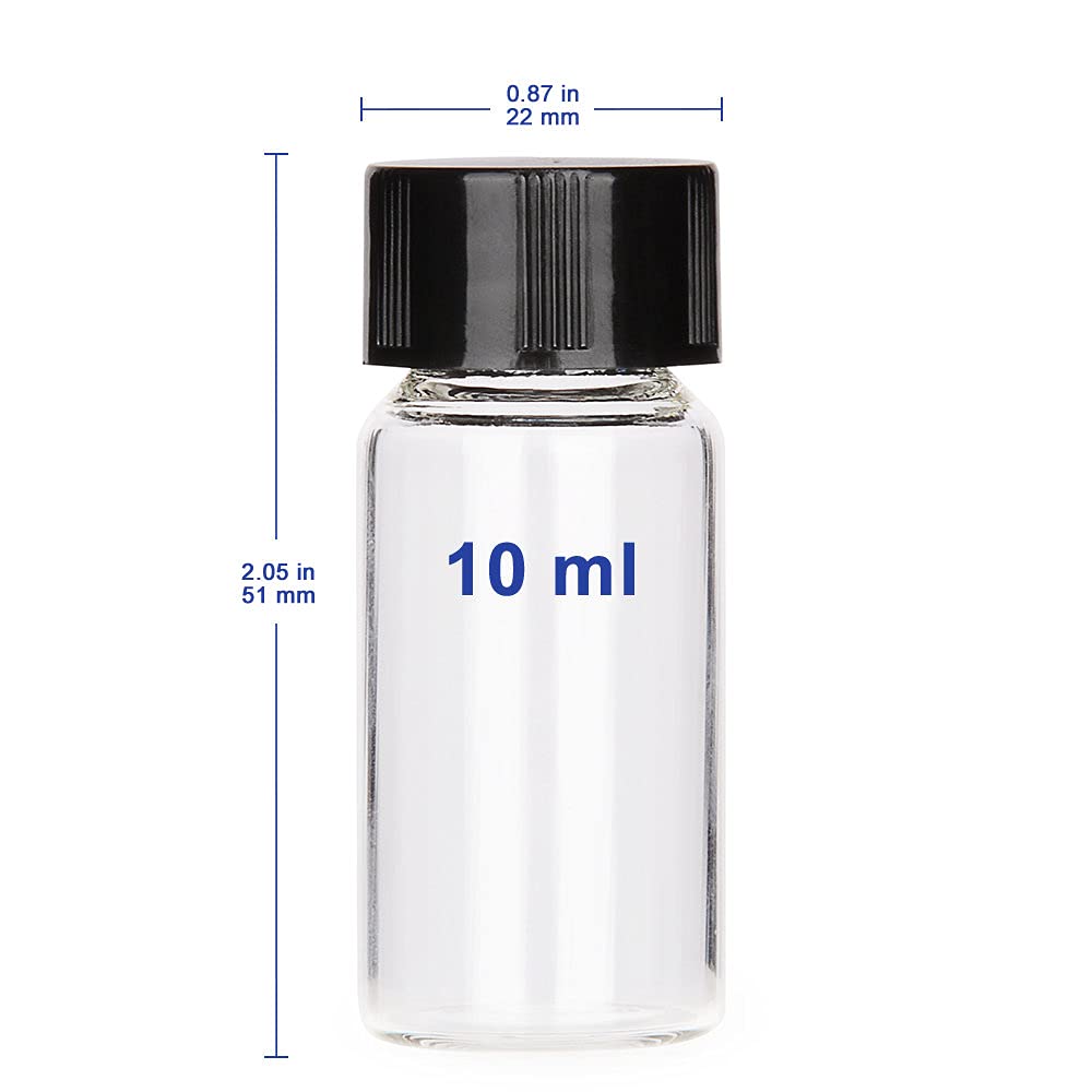 Labasics Flacons Échantillons en Verre Transparent avec Bouchon à Vis, Flacon pour Prélèvement Liquide Flacon Réactif avec Fermeture à Vis, 10 ml, Lot de 42