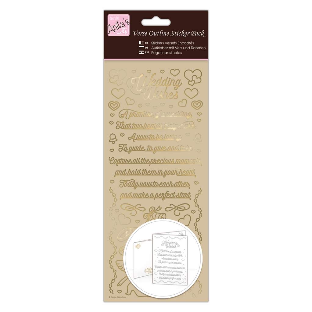 Anitas Outline Stickers, Verses, Wedding Wishes, Gold, For Scrapbooking, Card Making, Kids Play, Homework, Art, Craft, Embelish, Decorative, Paper, Card, Glass, Metal, Plastic, Foam