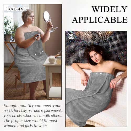 Image of Tigeen 4 Pcs Spa Wrap Towel Wrap for Women Spa Robe with Adjustable Closure Elastic Top Lightweight Wraps for Bath Shower (Black,L-XL)