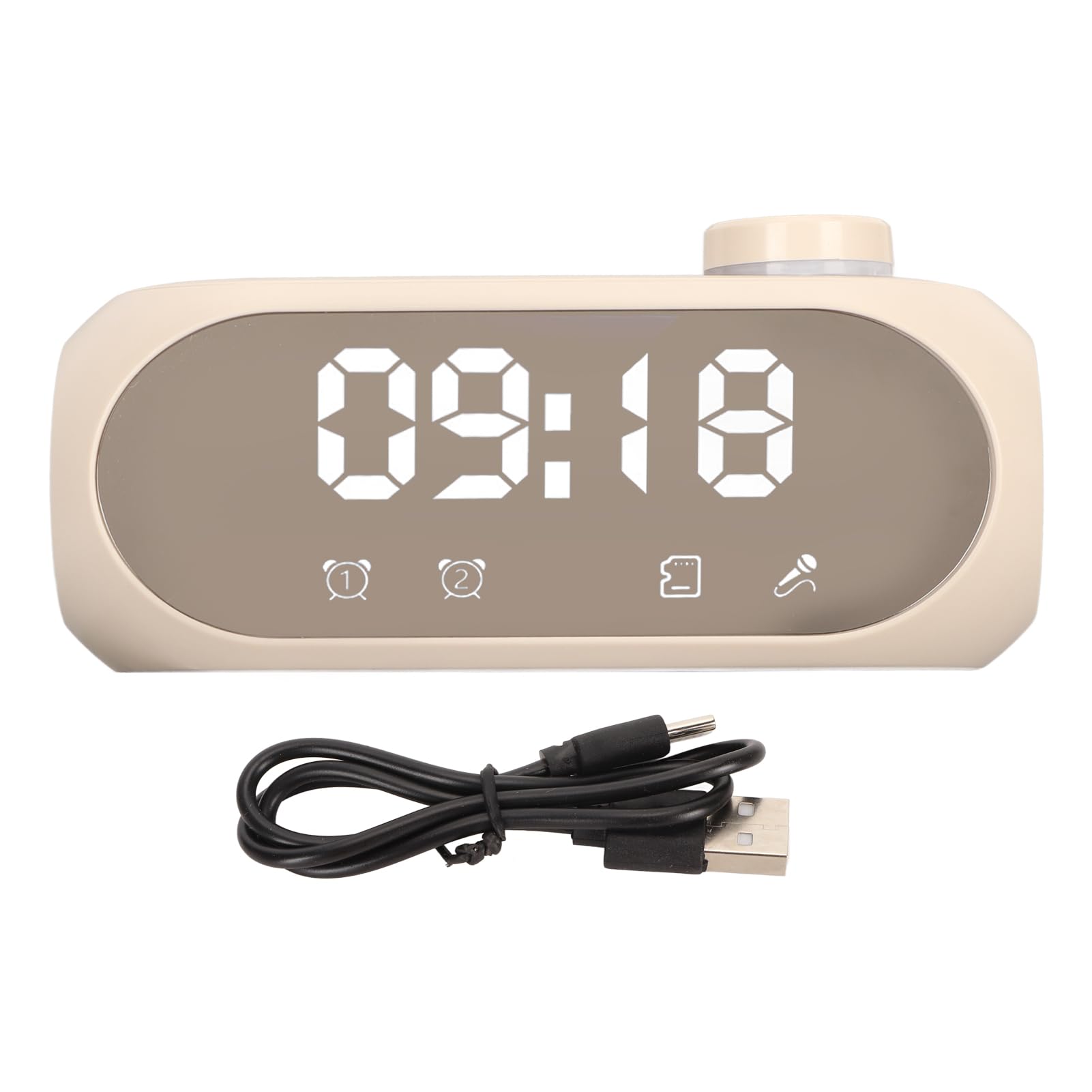Radio-réveil Numérique pour Chambre à Coucher, Horloge FM de Chevet avec Haut-Parleur Bluetooth sans Fil, éclairage RVB, Grand écran Miroir, Double Alarme, Charge de Type C, pour