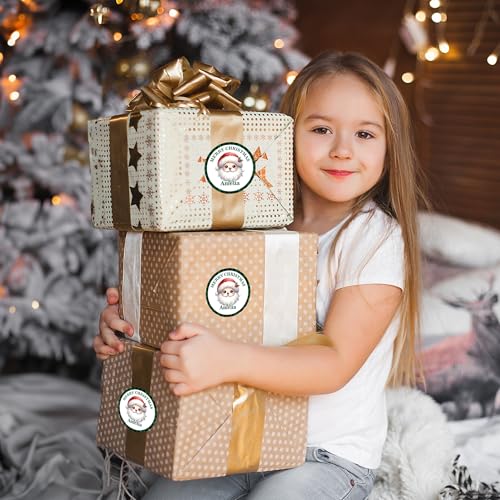 Image of Personalized Christmas Stickers - Custom Name Waterproof Christmas Gift Tags for Gift Box Xmas Holiday Decorations Party Favors - 30 Stickers (Santa Claus)