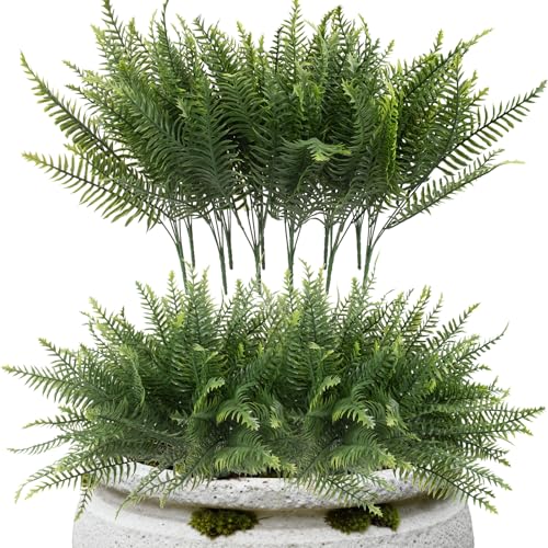 lovemoon 12 Pcs Fake Ferns for Outdoors UV Resistant Faux Fern Plants, Artificial Greenery Fern...