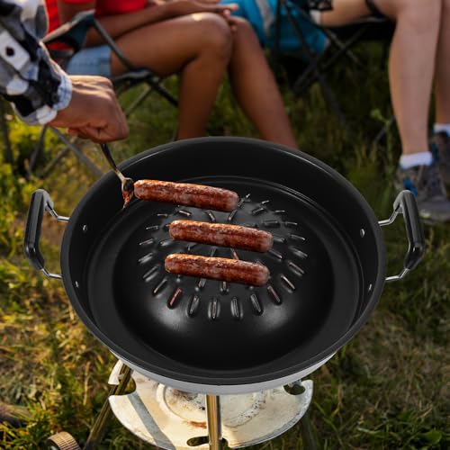 Ciieeo Portable Korean BBQ Grill Pan, Multifunctional Iron Barbecue Tray for Outdoor Cooking and Indoor Hotpot, Round Griddle Plate for Camping, Picnic, and Home Use, 11.81 Inches (Black) - Image 8