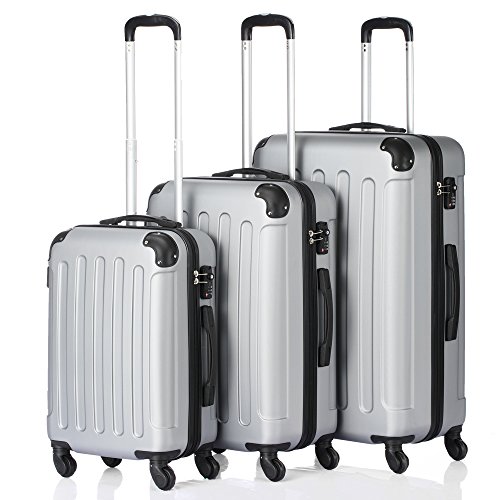 Goujxcy Suitcase,Luggage Sets 3 Piece Suitcase Spinner Travel Carry Eco-friendly Expandable with Password Lock Lightweight Durable