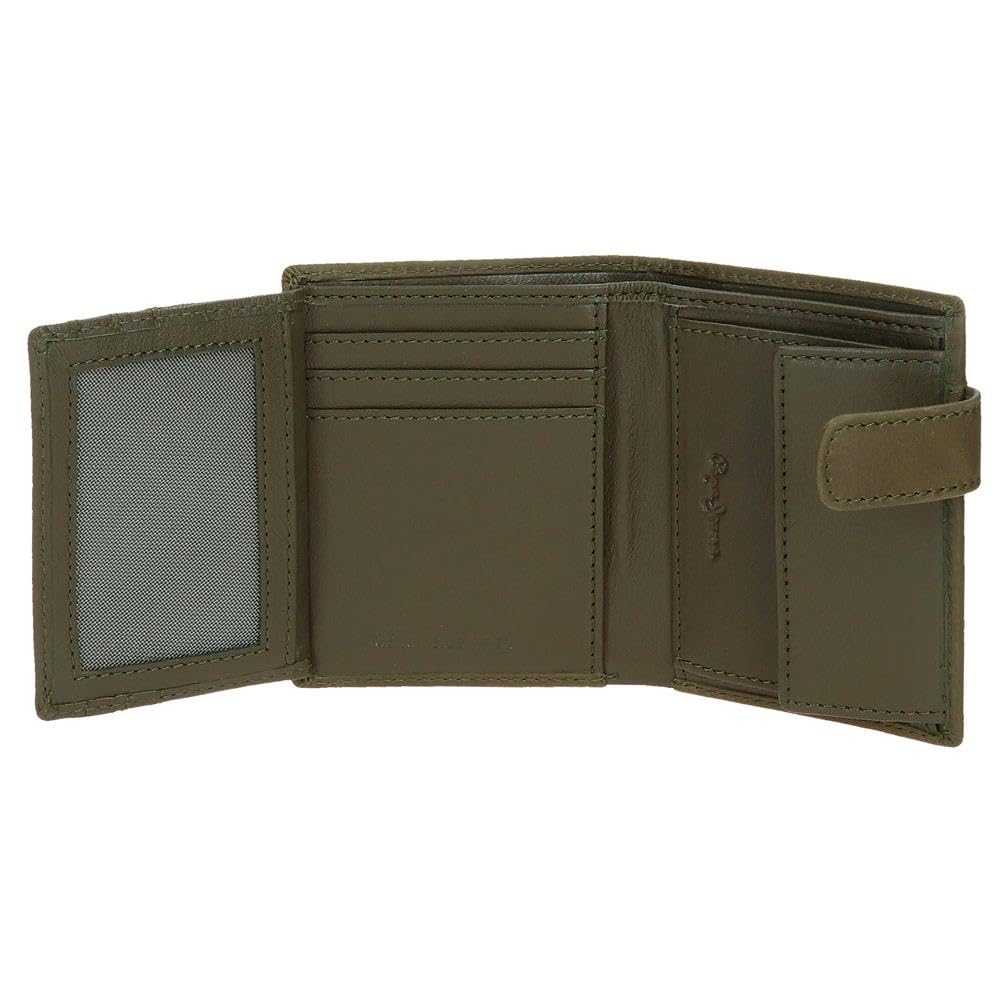 Pepe Jeans Staple Cartera Vertical con Tarjetero y Cierre de Click Verde 8,5x10,5x1 cms Piel by Joumma Bags