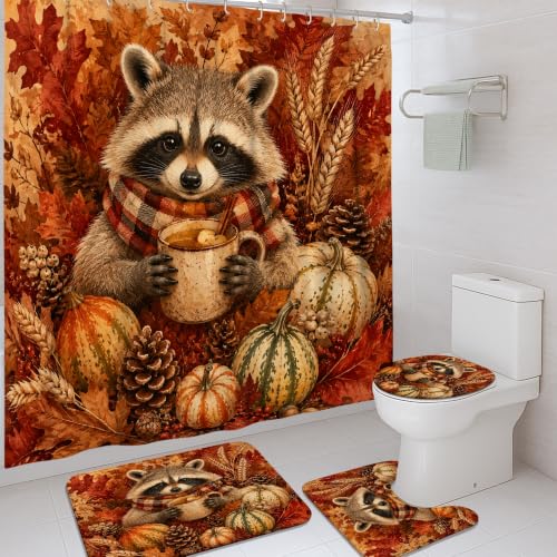 Rideau de douche imperméable en polyester orange d'automne 183x183 cm - 2
