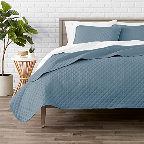 Bare Home Premium 2 Piece Quilt Set - Twin/Twin Extra Long Size - Coverlet Set - Diamond Stitched Bedspread - Ultra-Soft Luxurious Lightweight All Season Bedspread (Twin/Twin XL, Coronet Blue)