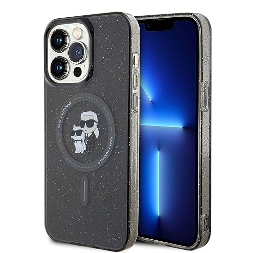 Karl Lagerfeld KLHMP15LHGKCNOK Coque pour iPhone 15 Pro 6,1" Noir Coque Rigide Karl & Choupette Glitter