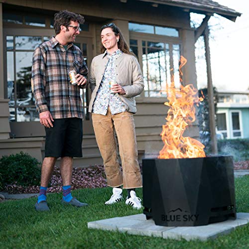 Blue Sky Outdoor Living PFP2416 Patio Pellet Fire Pit Round Campfire, 23.9" x 16", Black