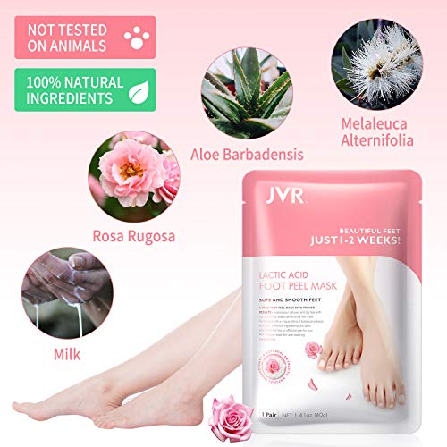 JVR Voetmasker, 3 paar melkzuur voetpeeling masker, vochtinbrengend voetmasker, eeltsokken, natuurlijke en zachte voetverzorging, voor het verwijderen van eelt, repareert ruwe hielen - Image 5
