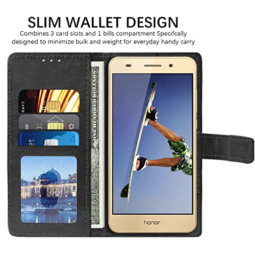 Image of Amazon Brand-Solimo Flip Leather Mobile Cover (Soft, Flexible & Kickstand Back case) Compatible for Huawei Honor Holly 3 (Black)
