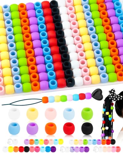 FIVEIZERO 230PCS 12x14mm Silicone Hair Beads 10 Colors Large Hole Beads