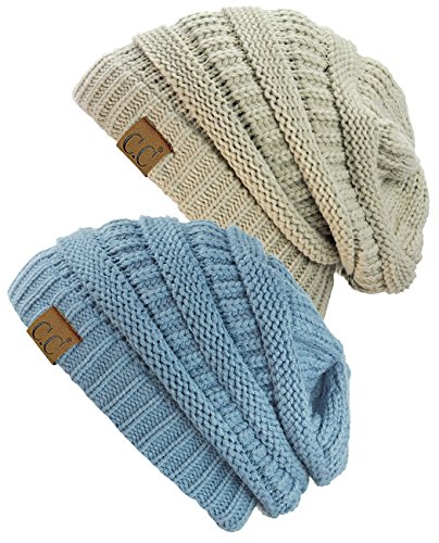 Bonnet en tricot anti-serrement lot de 2 doux et extensible femme