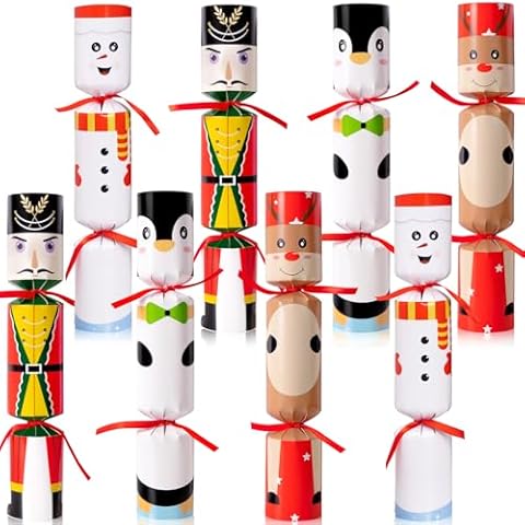 Moon Boat 8 Packs Christmas No-snap No-pop Snowman Reindeer Nutcracker Penguin Party Favor Holiday Supplies for Kids Adults Cover