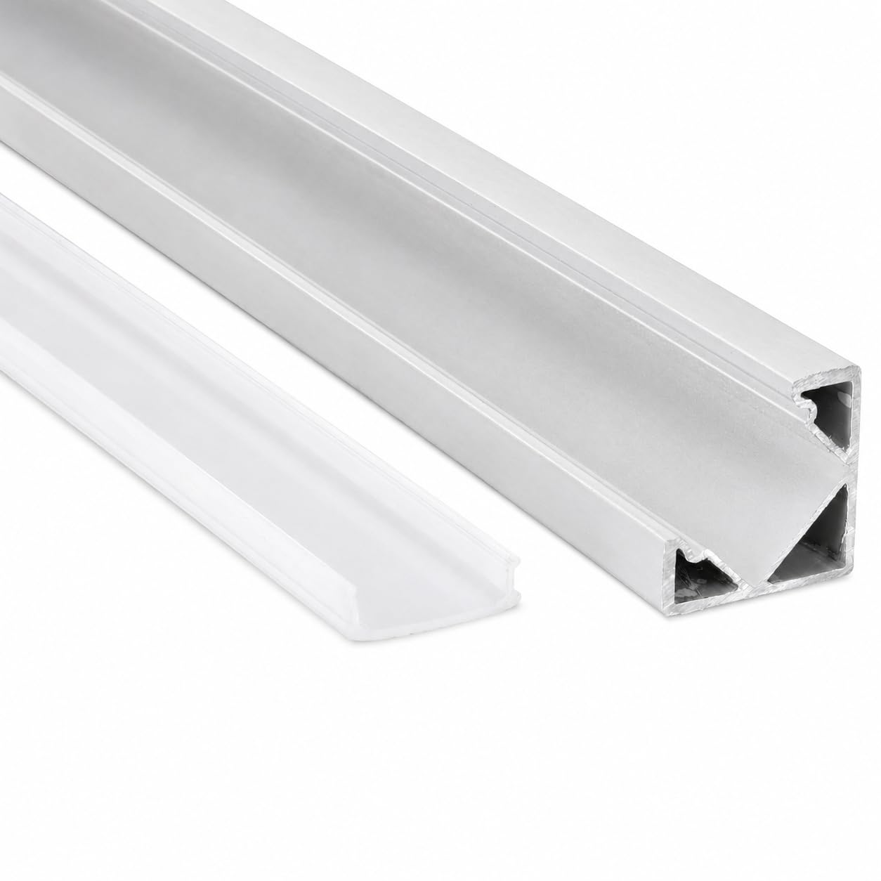 JANDEI - Lot de 20 Profilés en Aluminium en Sections de 1 Mètre, en Forme de V pour l'Installation de Rubans LED dans les Angles à 90°, avec Diffuseur Semi-Transparent, Embouts et Clips de Fixation