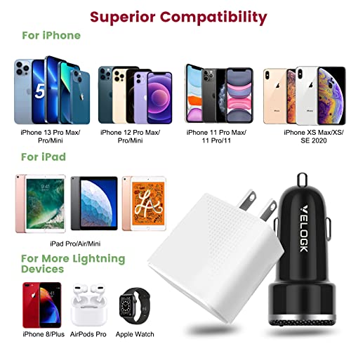 Velogk VL-CC02-2 Iphone 13 14 12 Fast Charger Kit, Velogk 20W Usb C Pd Wall/Car Charger Adapter thumb #3