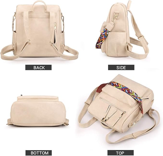 Image of Women's Stylish PU Leather Backpack Handbag | Trendy Shoulder Bag for College, Office, Travel & Daily Use | Convertible Backpack Purse with Multi Pockets