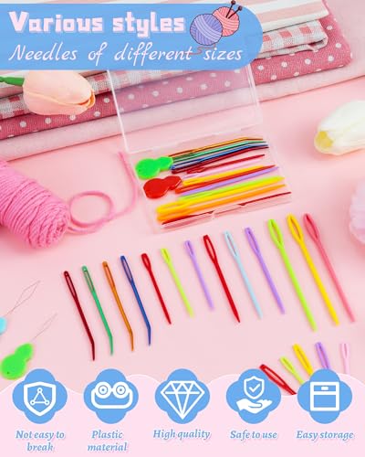 Image of FIVEIZERO 19 Pcs Yarn Needles Set, Assorted Yarn Needles Bent Tapestry Needle Weaving Needle Darning Needles Plastic Needles Large Eye Blunt Knitting Needles for Sewing Crochet 03