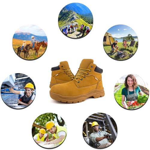 Image of Jacata Men's Work Boots for Construction Waterproof Slip Resistant Leather