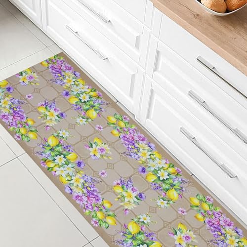 Tapis de cuisine antidérapant Citrons avec faïence Vietrese caoutchouté 7123