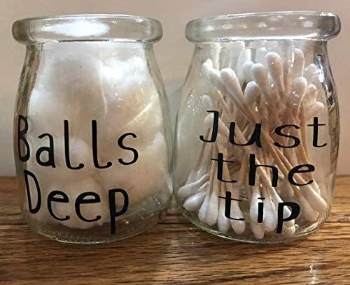 Miniatura 4 de Just the Tip and Balls Deep Bathroom Accessories, Adult Humored Glass Jar for Q Tips and Cotton Balls