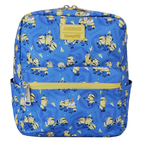 Loungefly Despicable Me All Over Print Nylon Square Mini Backpack, Blue