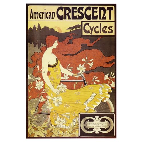 Toile d'art Crescent Cycles ARTICULOZY grand tableau mural vintage 101.6 x 127 cm