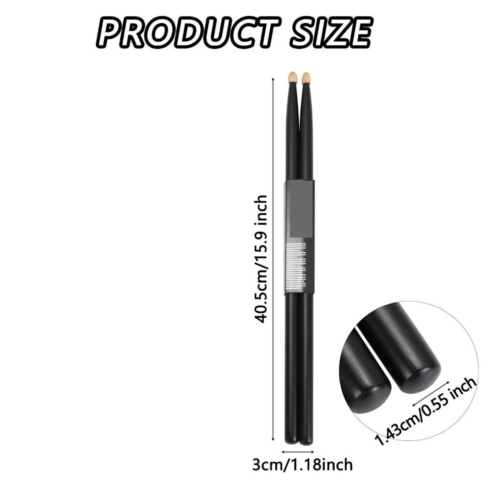 Trommelstöcke 2 Paar Holz Schwarz 5A Drumsticks Klassische Ahornholz Teardrop Kopf Drumsticks Musikinstrumente Zubehör(Black)