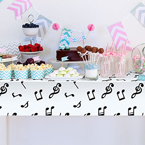 Image of Tatuo 6 Pieces 108 x 54 Inch Music Themed Party Decorations Disposable Musical Notes Tablecloth Plastic Table Cover Birthday Jazz Rock Party Decoration Supplies