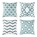 baibu Pack of 4 Embroidered Throw Pillows Covers, Decorative Teal Throw Pillow Case Turquoise Cushion Cover for Couch Sofa 18x18 inch/4PCS