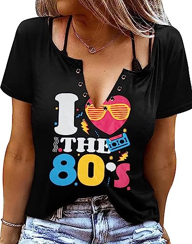 80s Outfit for Women I Love The 80's Shirts Fashion 80s Themed Clothing for Birthday Party Gift