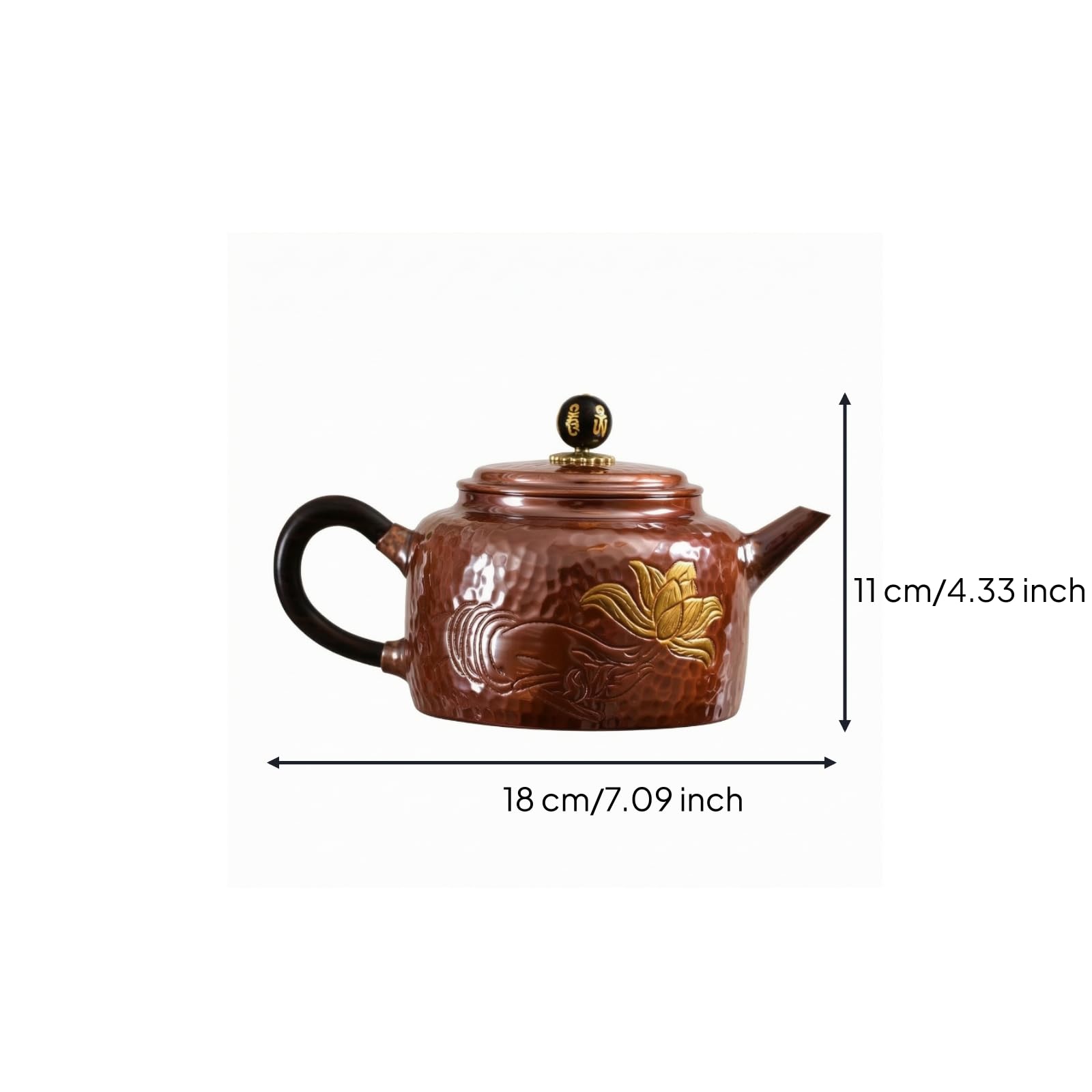 Théière En Cuivre 200 Ml Théière Ciselée à Décor Floral Portable pr Pauses Lecture Tranquille