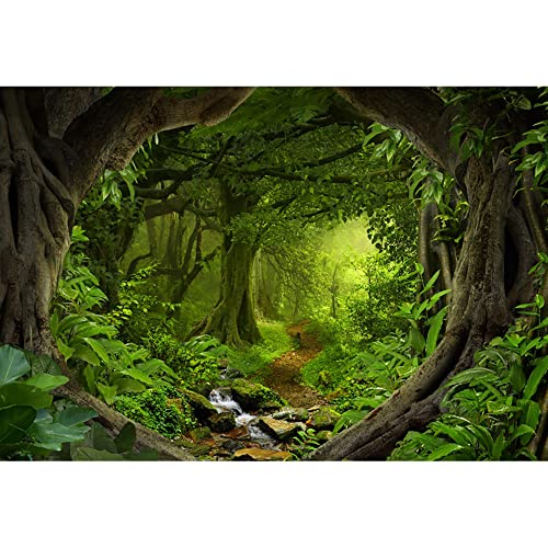 Aoihrraan 1,5x1m Bosque Encantado Telón De Fondo Hojas Perennes Árbol Magia Selva Arroyo Primavera Sendero Natural Escenario Fotografía Hada Cuento Fiesta Baby Shower Niño Adulto Retrato Foto Vinilo