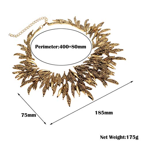 Jerollin Women's Statement Collar Choker Chuncky Bib Necklace Set, African Sparkling Canine Shape Fringe Necklace4