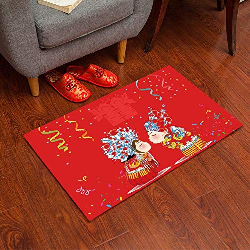 Preisvergleich Produktbild Horizonc Teppich-Fußmatte Rutschfester Saugfähiger Fußmatten-Schlafzimmer-Nachthaupttep... (rot)