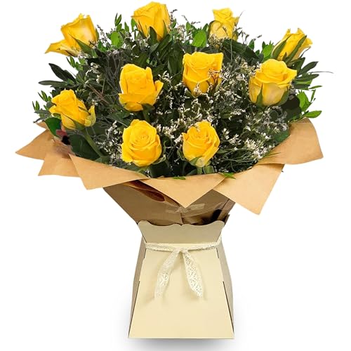 Yellow Rose Bouquet - Beautiful Fresh Yellow Roses Delivered Next Day with Prime - Perfect for Birthdays, Anniversaries, and Thank You Gifts