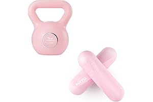 KHTO 5lb Kettlebell Fitness Exercise Dumbbell Set for Women - Durable Vinyl Coated, Non-Slip Grip