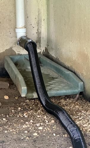 Image of Pond Hose 2 inchID x 25ft Black Corrugated Flexible Pump Tubing & 2 Clamps