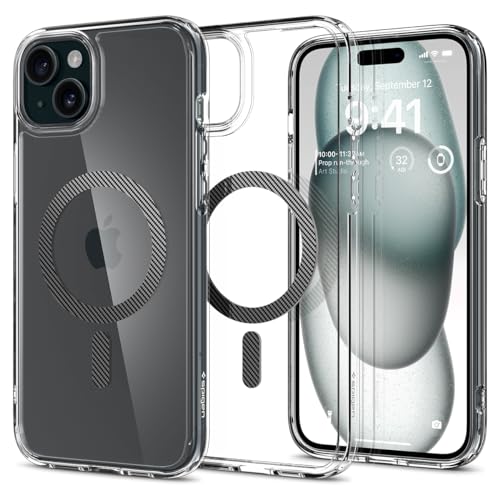 Image of Spigen for iPhone 15 Plus Case, Ultra Hybrid MagFit [Anti-Yellowing] [Compatible with Magsafe] - Carbon Fiber