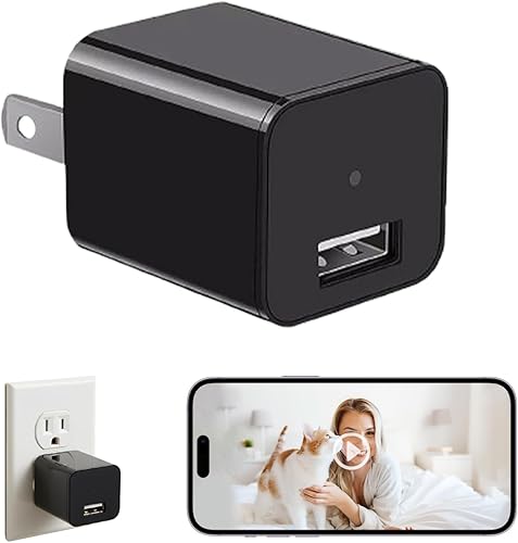 ULar Cámara de vigilancia interior enchufable, cámara pequeña WiFi 4K UHD, una tarjeta SD gratuita de 16 GB incluida toma de pared, vista remota de