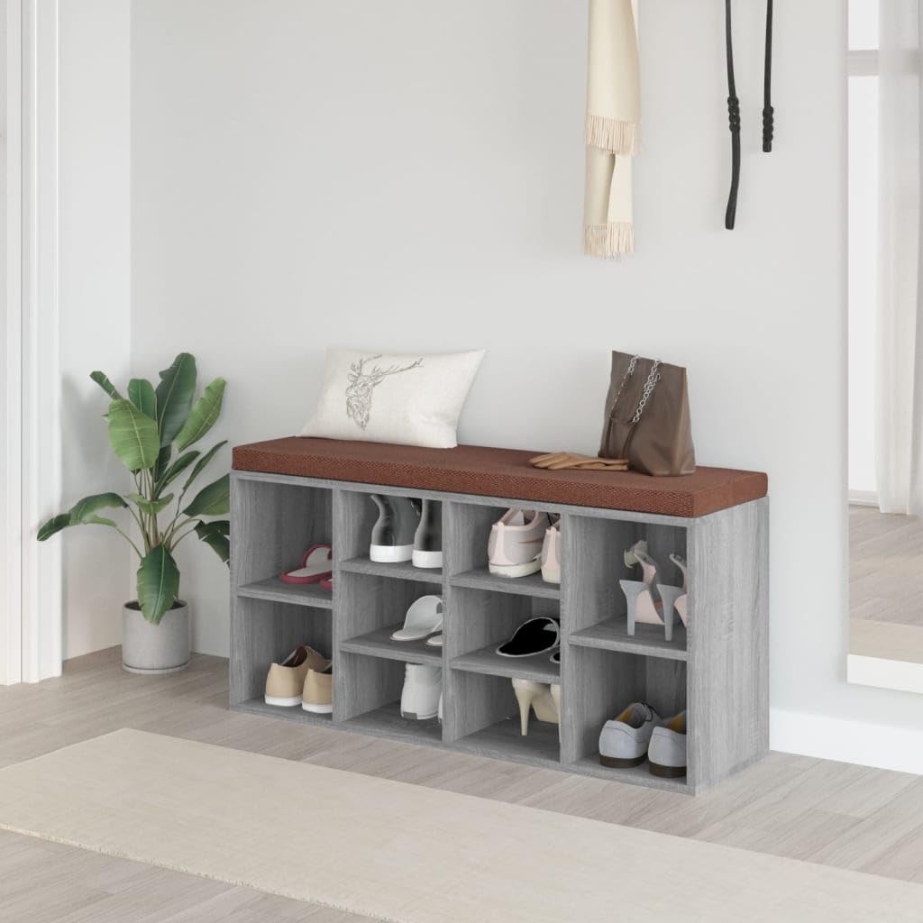 Banc à chaussures 103x30x48 cm Bois d'ingénierie Gris Sonoma Couleur chêne