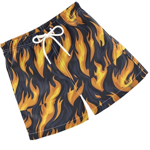 Pigsaly Boys Swim Trunks Pattern of Fire Boys Board Shorts Swimsuit Swimwear Summer Bathing Suit 3T Multicolor