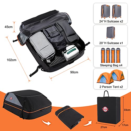 Coffre de Toit Sailnovo 425 litres - Résistant, Pliable et Imperméable pour Tous Véhicules