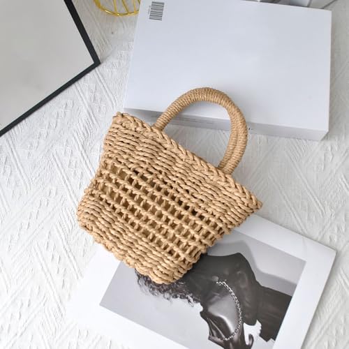 Beach Bags for Women Straw Bag Vacation Summer Hollow-Out Straw Beach Bag Tote Woven Purse Handbag3
