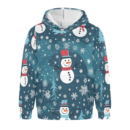 Kids Hoodies Sweaters Christmas Snowman Hooded Sweatshirts with Big Pockets for Boys Girls B0400033